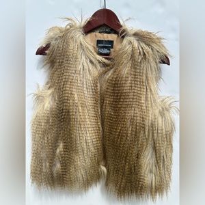 Moda International Women’s Fax Fur Vest Tan Brown Size Small